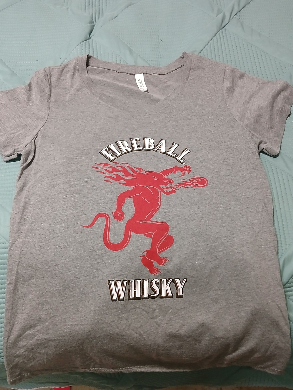 Bella Canvas Grey Crewneck Tee Fireball Whisk. Woman XL Never Worn